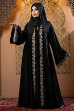 Maroon Color Borka Design with Embroidery & Stone Work